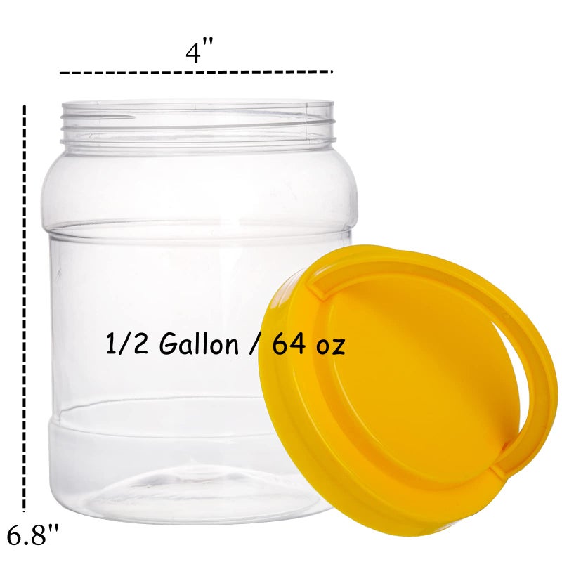 Lyellfe 4 Pack Clear Plastic Jars  Half Gallon Wide Mouth Storage Containers with Leak-proof Lids Handle  BPA Free Empty Plastic Jar for Flour  Dry Goods  Cookies  Candy  Airtight Food Storage - Image 2