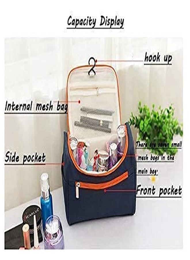 Clopic Multifunctional Extra Large Cosmetic Bag with Hook for Travel | Cosmetics Pouch, Makeup Organiser, Household Grooming Kit, Makeup Bags for Women Navy Blue Color - Image 5