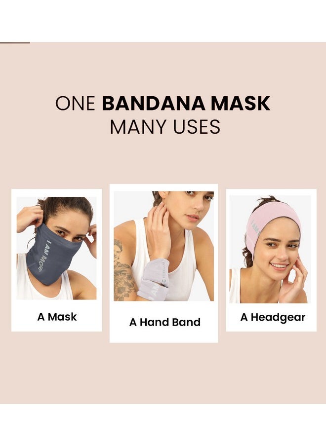 Freecultr - Unisex Bamboo Bandana, Anti Microbial Super Soft & Comfort Fit, Breathable Multipurpose Headband, Face Mask For Dust Protection And Sun - Printed Pack Of 2-Beach Sand,Charcoal - Image 1