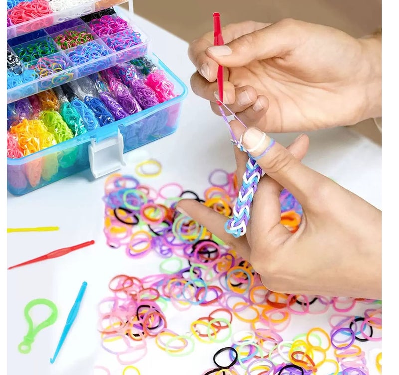 JAYATO Rainbow Rubber Band Bracelet Making Kit for Kids, DIY Loom Bands Jewelry Craft Set with Storage Box, Colorful Handmade Weaving Toy - Image 3