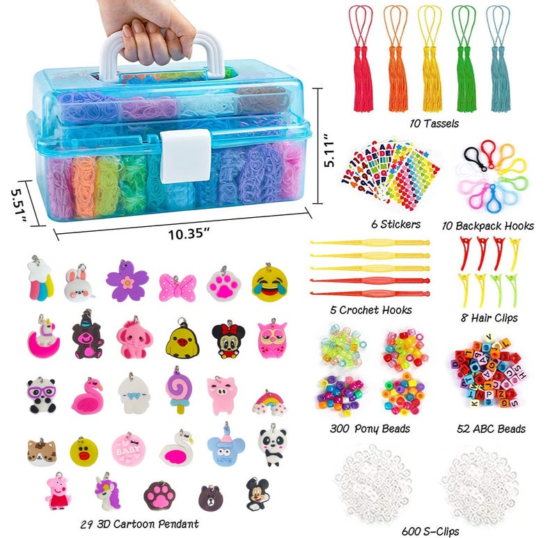 JAYATO Rainbow Rubber Band Bracelet Making Kit for Kids, DIY Loom Bands Jewelry Craft Set with Storage Box, Colorful Handmade Weaving Toy - Image 5