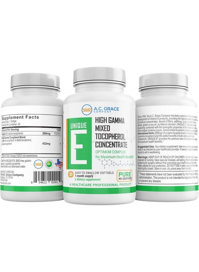 UNIQUE E A.C. Grace Company, Mixed Tocopherols Concentrate Softgels, 30 Count - Image 2