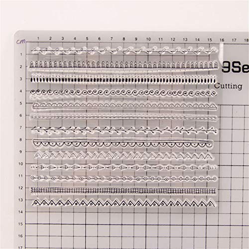 arriettycraft Different Types Lines Waves Plaid Leaves Lines Borders Stamps Rubber Clear Stamp Decorative Card Making Clear Stamps - Image 2