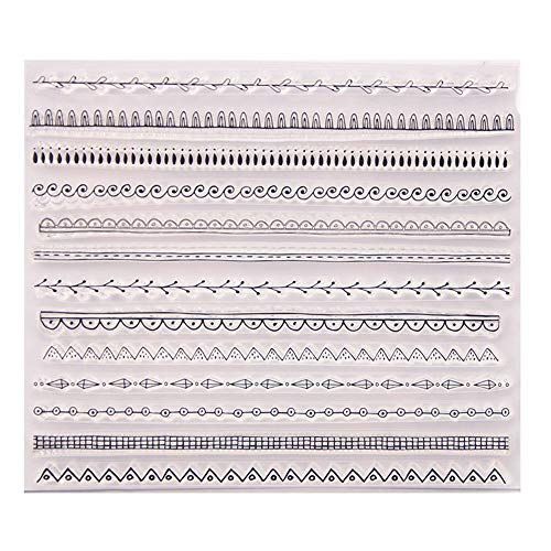 arriettycraft Different Types Lines Waves Plaid Leaves Lines Borders Stamps Rubber Clear Stamp Decorative Card Making Clear Stamps - Image 1
