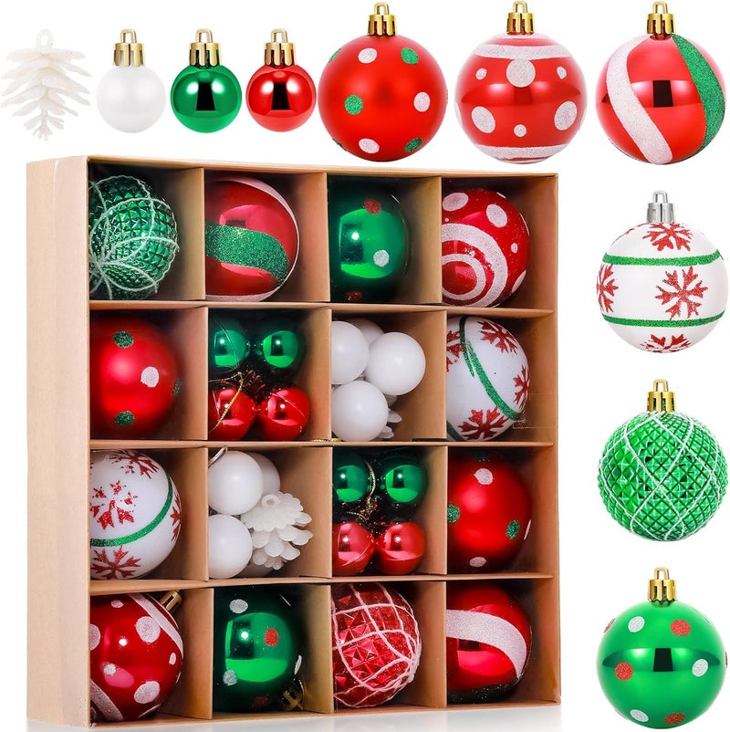 Canlierr 42 Pcs Christmas Tree Balls Ornaments Hanging Christmas Balls Glitter Plastic Xmas Tree Baubles 236 and 118 Christmas Tree Pendant Ball for Holiday Party Decoration Red Green White Dot - Image 1