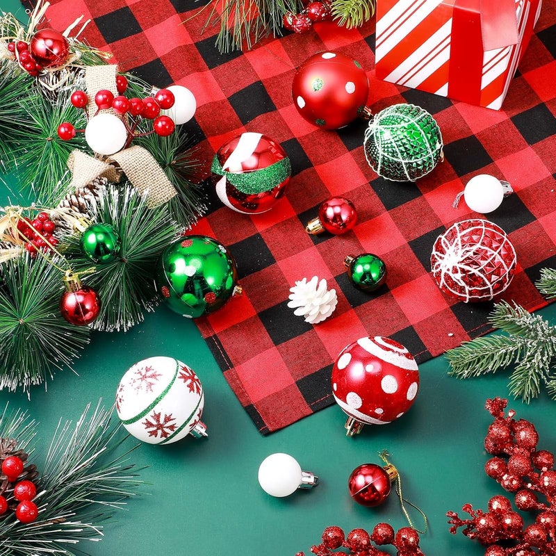 Canlierr 42 Pcs Christmas Tree Balls Ornaments Hanging Christmas Balls Glitter Plastic Xmas Tree Baubles 236 and 118 Christmas Tree Pendant Ball for Holiday Party Decoration Red Green White Dot - Image 3