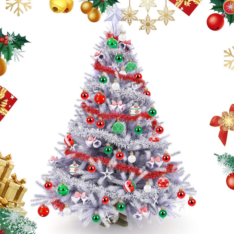 Canlierr 42 Pcs Christmas Tree Balls Ornaments Hanging Christmas Balls Glitter Plastic Xmas Tree Baubles 236 and 118 Christmas Tree Pendant Ball for Holiday Party Decoration Red Green White Dot - Image 5