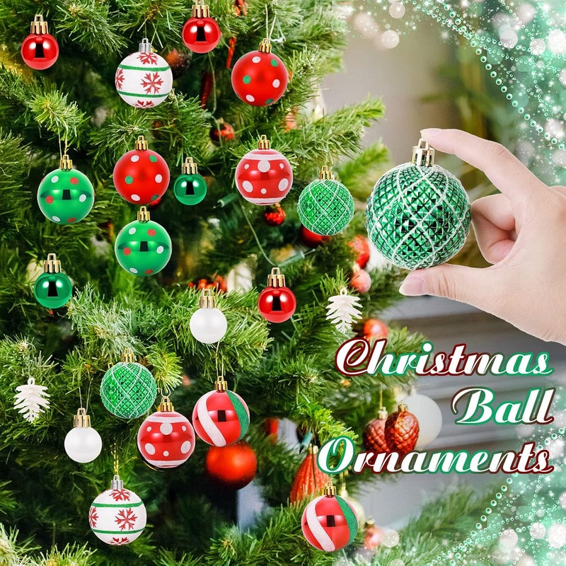 Canlierr 42 Pcs Christmas Tree Balls Ornaments Hanging Christmas Balls Glitter Plastic Xmas Tree Baubles 236 and 118 Christmas Tree Pendant Ball for Holiday Party Decoration Red Green White Dot - Image 4