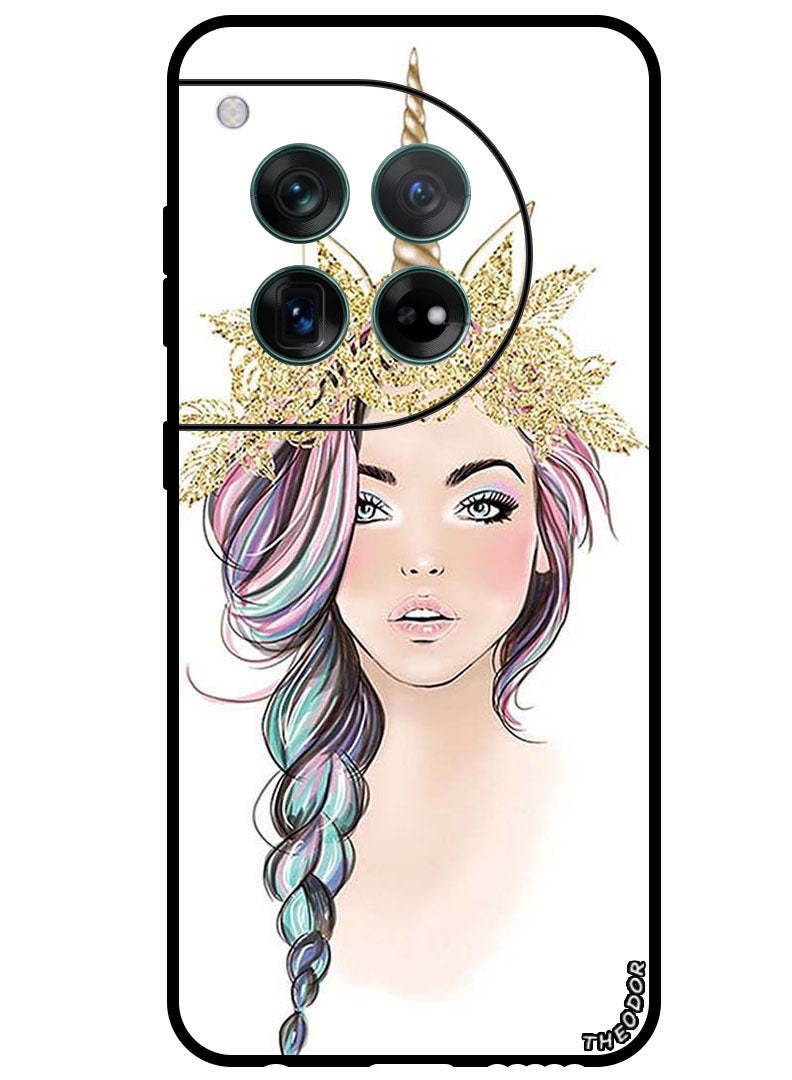 Theodor Protective Case Anti Scratch Shock Proof Bumper Cover For OnePlus 12 Golden Unicorn Girl - Image 1