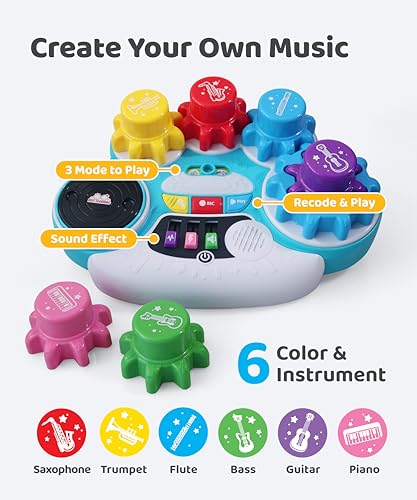 BEST LEARNING Music Gear Mixer Kids DJ Mixer Table Toy for 3 4 5 Yrs Old Toddlers Educational DJ Table with Recording Playback Sound Effect Game Mode Fun Birthday - Image 5