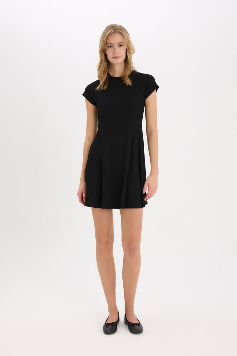 DeFacto Woman Crew Neck Ribbed Camisole Basic Mini Dress  - Image 3