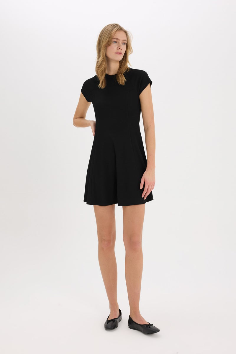 DeFacto Woman Crew Neck Ribbed Camisole Basic Mini Dress  - Image 4