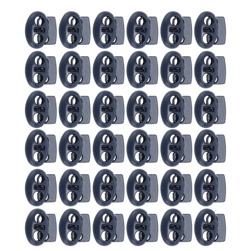 30pcs Metal Cord Lock End Toggle Double Hole Spring Stopper Fastener Slider Toggles End for Drawstrings Shoelaces Backpack Bags Dark Blue - Image 3