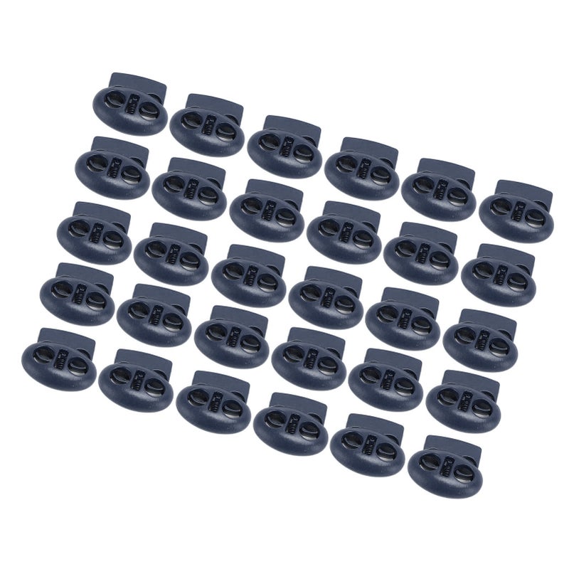 30pcs Metal Cord Lock End Toggle Double Hole Spring Stopper Fastener Slider Toggles End for Drawstrings Shoelaces Backpack Bags Dark Blue - Image 1