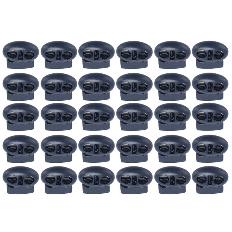 30pcs Metal Cord Lock End Toggle Double Hole Spring Stopper Fastener Slider Toggles End for Drawstrings Shoelaces Backpack Bags Dark Blue - Image 5