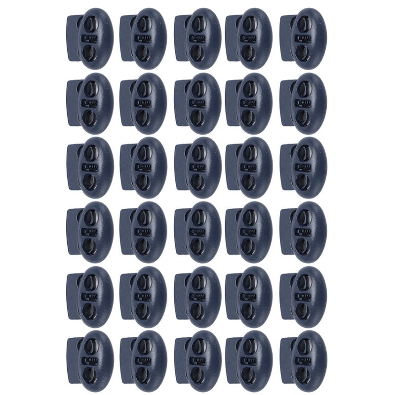 30pcs Metal Cord Lock End Toggle Double Hole Spring Stopper Fastener Slider Toggles End for Drawstrings Shoelaces Backpack Bags Dark Blue - Image 2