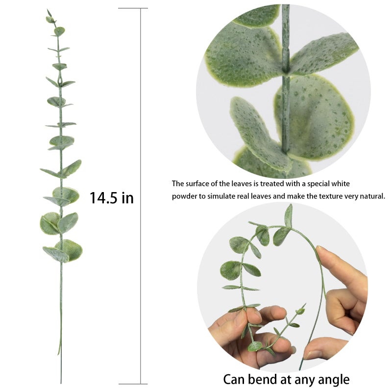 LYRWI 10pcs Eucalyptus Stems Artificial Eucalyptus Leaves Fake Greenery Branches Fake Flowers for Wedding Centerpiece Spring Easter Farmhouse Home Decoration - Image 2
