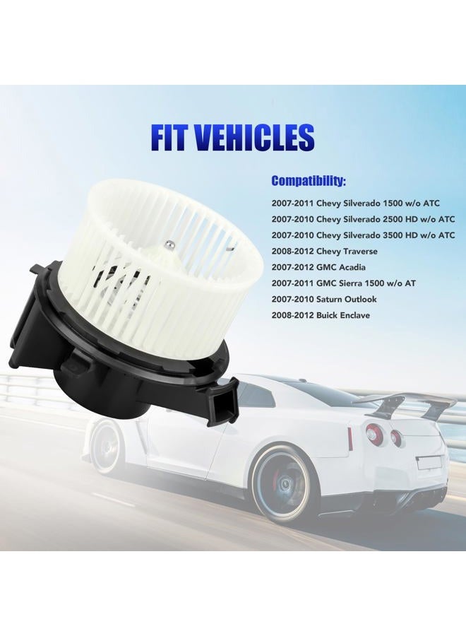 LCWRGS HVAC Blower Motor with Fan Fits for 2007 2008 2009 2010 2011 Chevy Silverado 1500 2500 3500 Traverse GMC Acadia Sierra Saturn Outlook Buick Enclave W/o ATC AC Heater Blower Motor Replaces# 700236 - Image 3