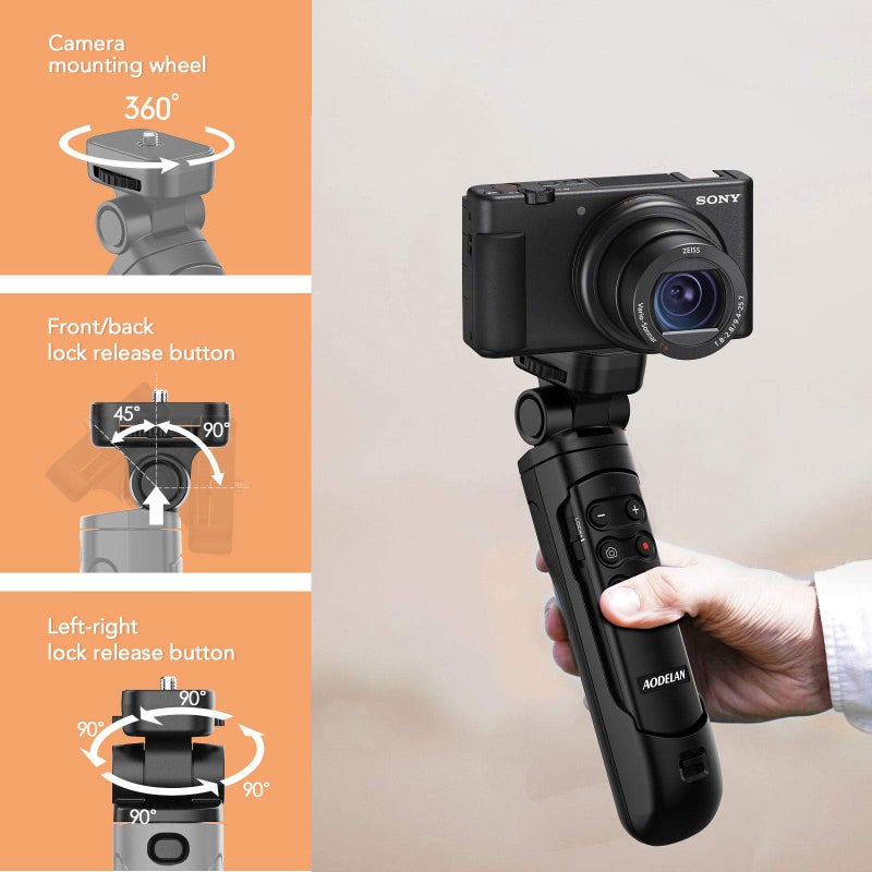 AODELAN Mini Shooting Grip and Tripod with Wireless Remote Shutter for Sony ZV-E10 ZV-1 A7SM3 A7C A7RIV 9 7RIV 7RIII 7III RX0II RX100M7 Camera for Still Photo and Video Recording, Replace GP-VPT2BT - Image 4