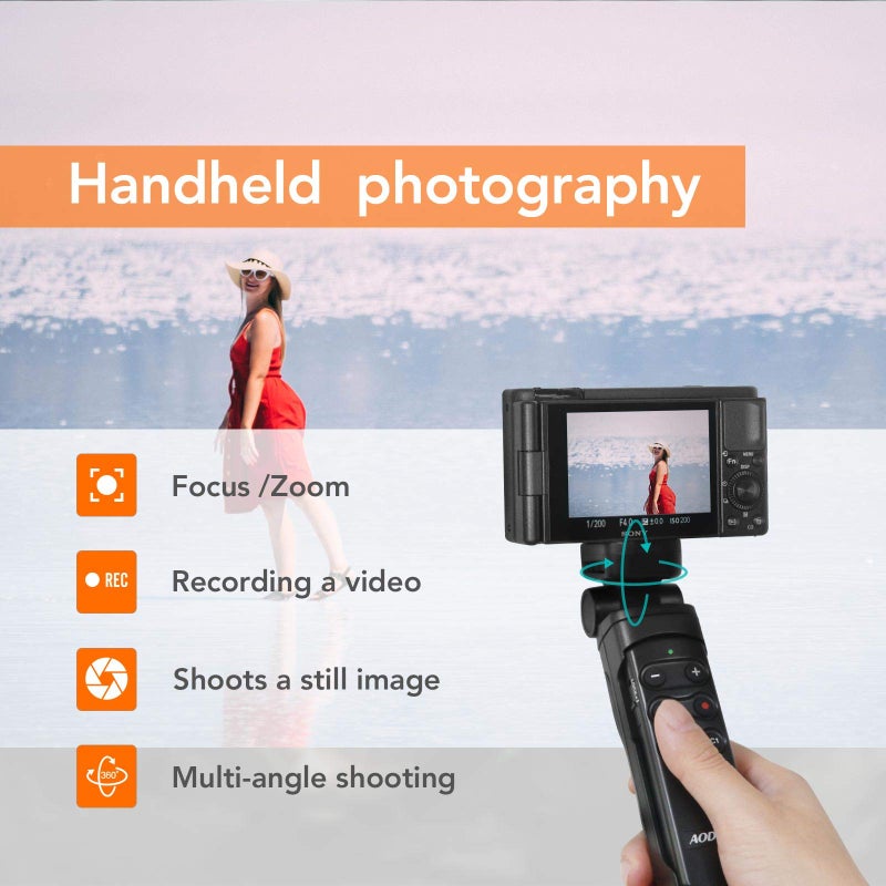AODELAN Mini Shooting Grip and Tripod with Wireless Remote Shutter for Sony ZV-E10 ZV-1 A7SM3 A7C A7RIV 9 7RIV 7RIII 7III RX0II RX100M7 Camera for Still Photo and Video Recording, Replace GP-VPT2BT - Image 3