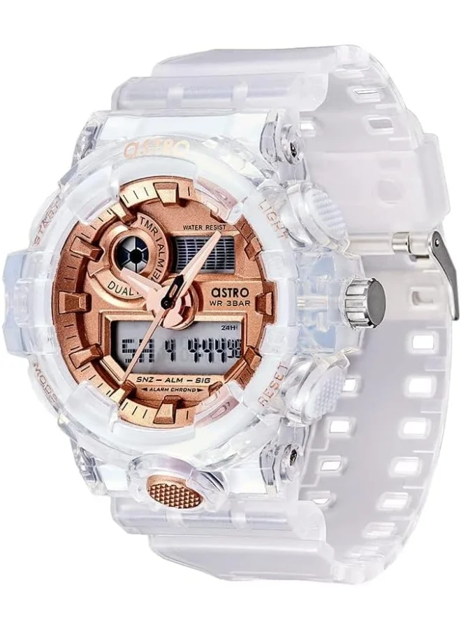 ASTRO Astro Kids Quartz Movement Watch, Analog-Digital Display and Polyurethane Strap - A20806-PPZK, Transparent