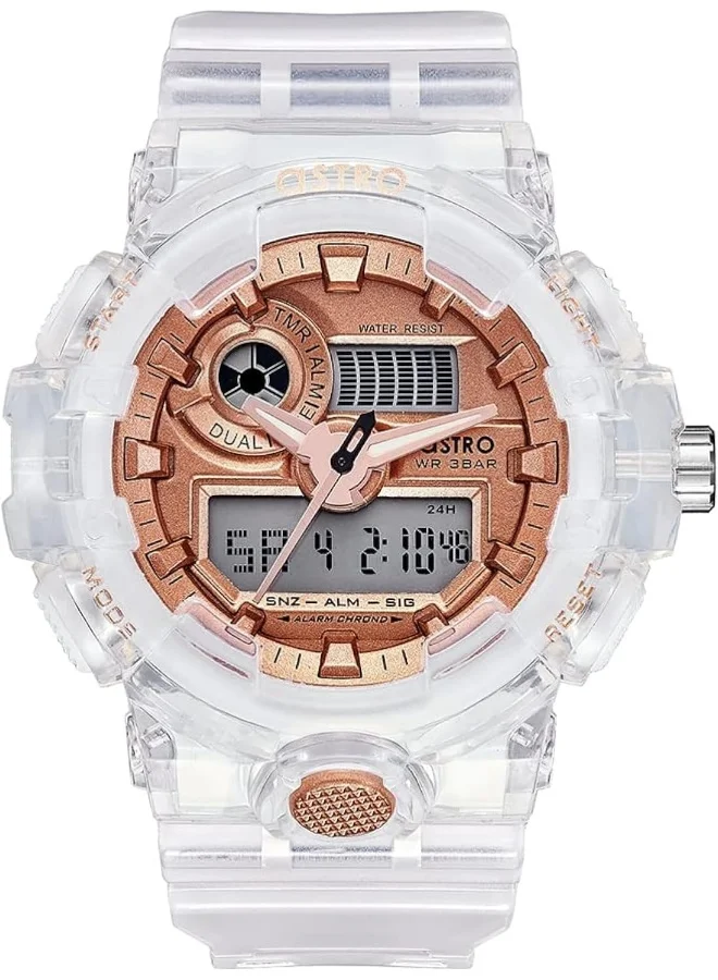 ASTRO Astro Kids Quartz Movement Watch, Analog-Digital Display and Polyurethane Strap - A20806-PPZK, Transparent