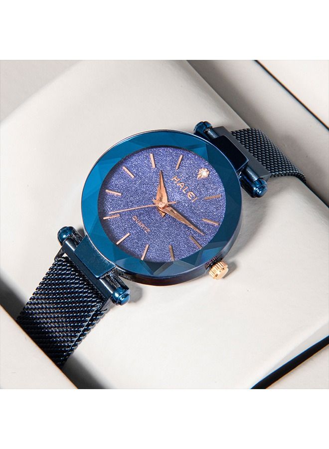 HALEI Harley Women's Analog Display and Stainless Steel Strap Watch 6010L - 34mm - Blue - Image 2