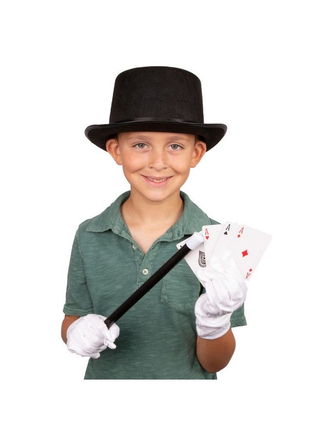 Funny Party Hats Magician Costume 4 Pc Set, Magician Hat, Wand , Gloves & Bonus Cards Magician Kit - Image 4