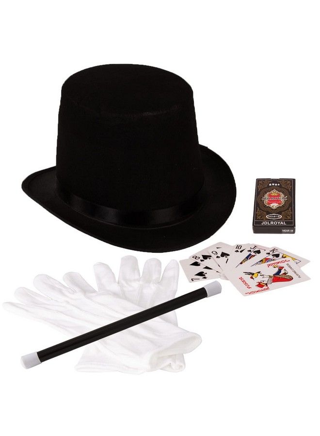 Funny Party Hats Magician Costume 4 Pc Set, Magician Hat, Wand , Gloves & Bonus Cards Magician Kit - Image 2