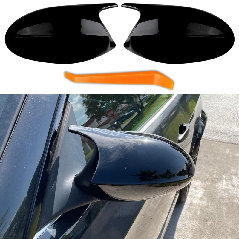 Qlhshop Car Side Mirror Covers E90 Pre Lci Mirror Caps Replacement for BMW 3 Series 20052008 E90 E91 E92 E93 320i 325i 330i Exterior Accessories Tuning Parts M Style Glossy Black