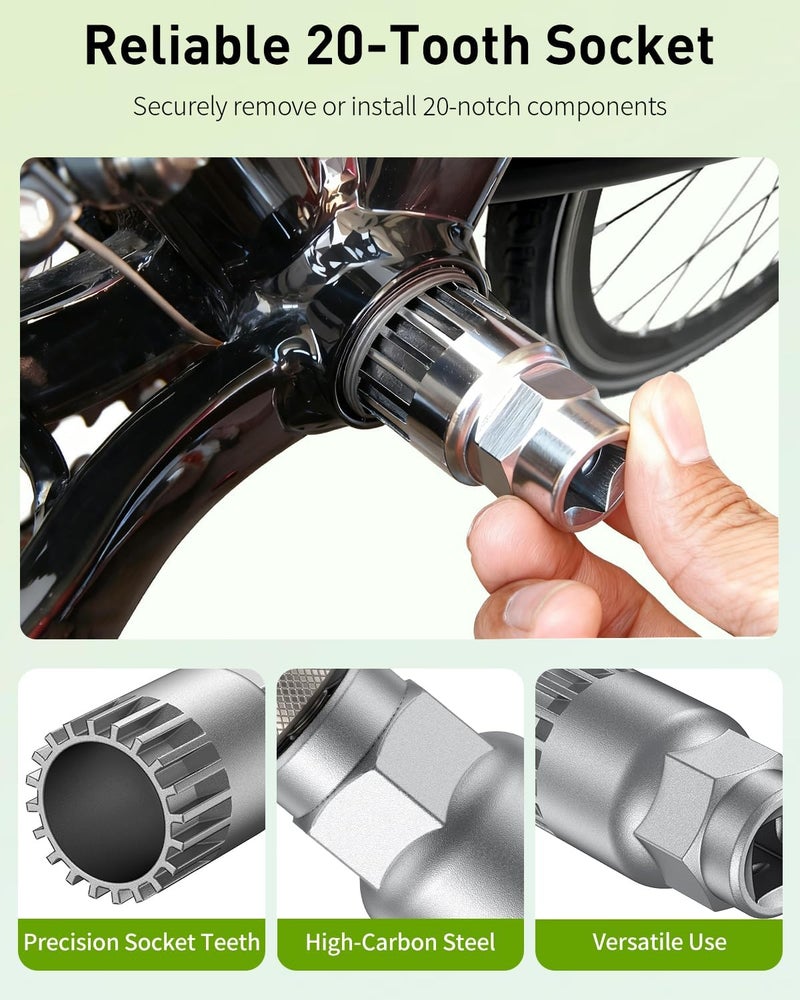 Pawfly Upgraded Bicycle Crank Puller Set, Bike Crank Removal Tool, Bottom Bracket Tool with 20-Tooth Socket, Wrench & Top Cap, Bike Repair Kit for Square Taper Shimano & ISIS Splined Crank Arm - Image 5