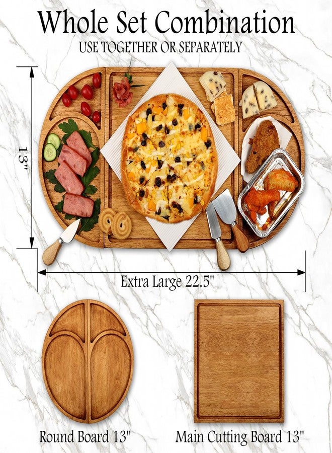 Jiulory Premium Solid Wood Charcuterie Board Gift Set - Extra Large Magnetic Cheese Board Wooden Tray Serving Platter Housewarming, Christmas, and Valentine's Gifts - Image 3