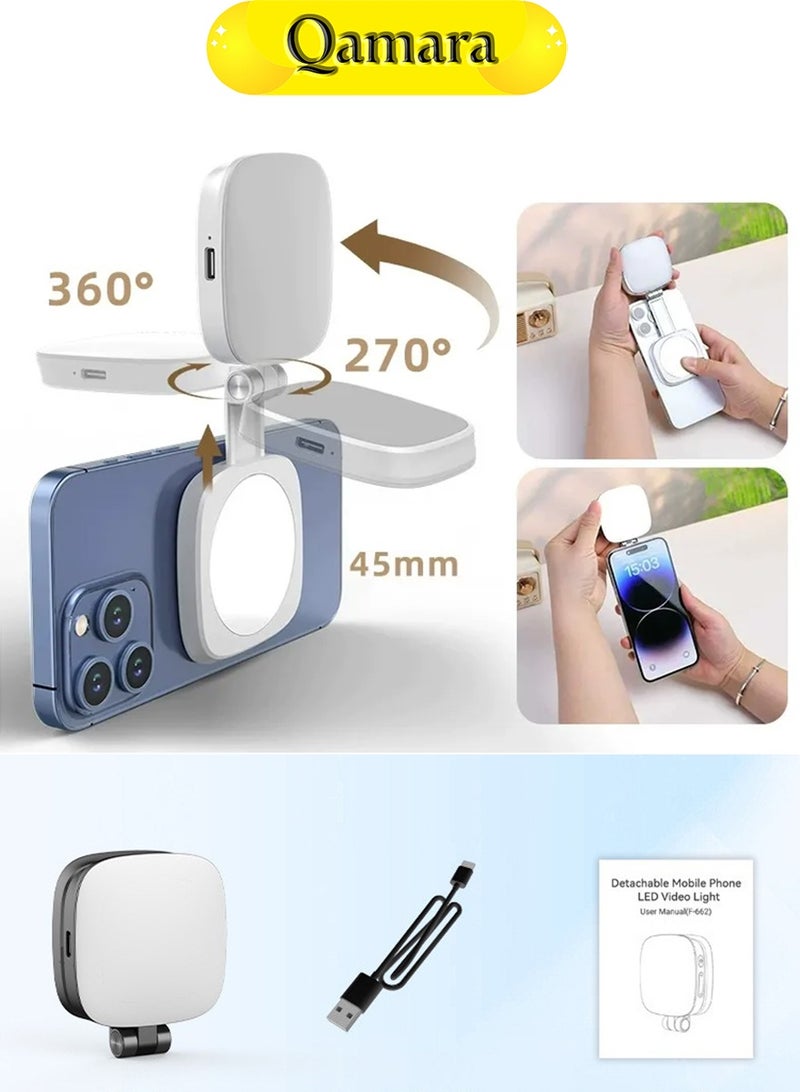  قمرة ضوء تصوير مساعد، ضوء LED مساعد محمول للهواتف يتميز بضبط لون كامل وبطارية قابلة للشحن 1500 مللي أمبير مثالي للتصوير الفوتوغرافي وتسجيل الفيديو بالهاتف - Image 3