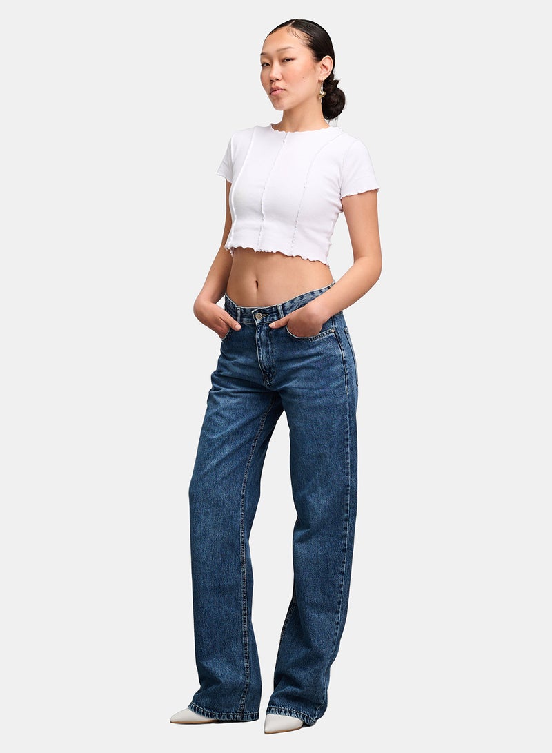 TGS Classic Dark Blue Wide Leg Women Jeans - Image 1