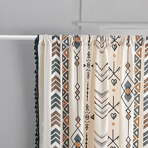 Coral Fish Boho Curtains Bohemian Cotton Curtain Panel with Black Tassel Fringe Light-Filtering Window Drapes for Cozy Kitchens & Small Spaces, Rod Pocket, 59x63 Inches, 1 Panel - Image 5