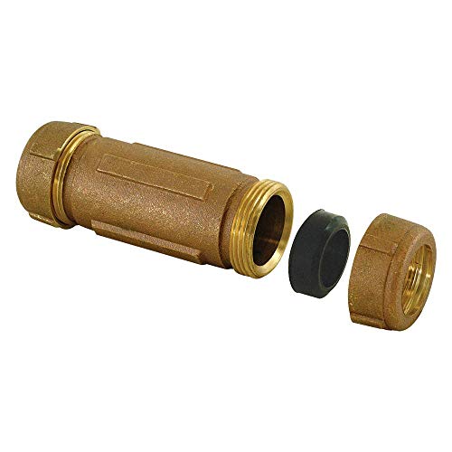 Eastman 5 Inch Long Pattern Compression Coupling, 1/2 Inch IPS x 3/4 Inch CTS, Brass Plumbing Fitting, 20543LF - Image 1