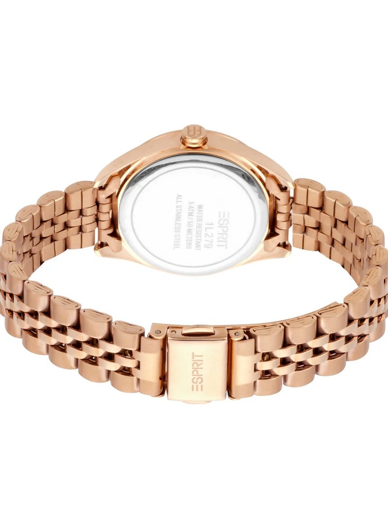 ESPRIT Watch for Women, Quartz Movement, Analog Display, Rose Gold Stainless Steel Strap-ES1L279M0075 - Image 2