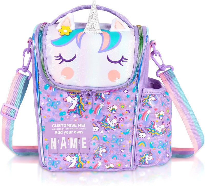 ONOTIC Lunch Bag for Kids, Lunch Bag for Office Men, Women and Kids, Canvas Tiffin Bags for School, Picnic, Work, Carry Bag for Lunch Box and Water Bottle (Vertical Unicorn) - Image 1