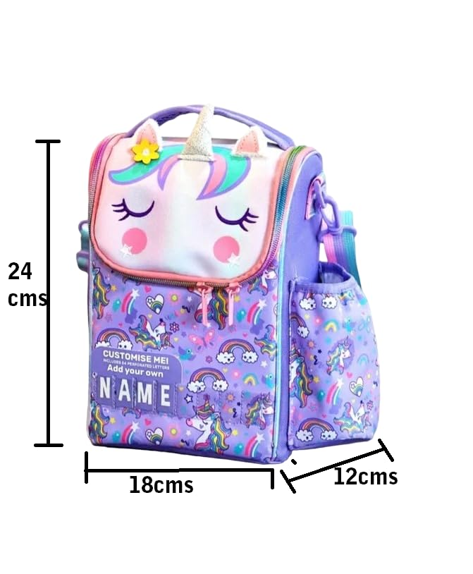 ONOTIC Lunch Bag for Kids, Lunch Bag for Office Men, Women and Kids, Canvas Tiffin Bags for School, Picnic, Work, Carry Bag for Lunch Box and Water Bottle (Vertical Unicorn) - Image 3