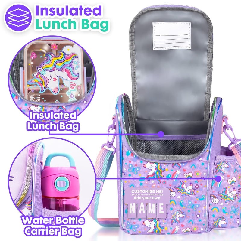 ONOTIC Lunch Bag for Kids, Lunch Bag for Office Men, Women and Kids, Canvas Tiffin Bags for School, Picnic, Work, Carry Bag for Lunch Box and Water Bottle (Vertical Unicorn) - Image 4