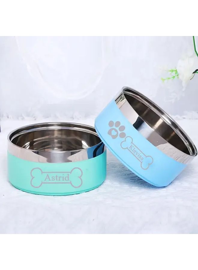 Blue Double Layer Stainless Steel Non Slip Dog Bowl Large Capacity Pet Food Bowl - Image 2
