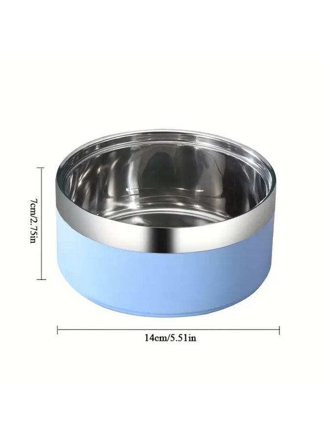 Blue Double Layer Stainless Steel Non Slip Dog Bowl Large Capacity Pet Food Bowl - Image 1