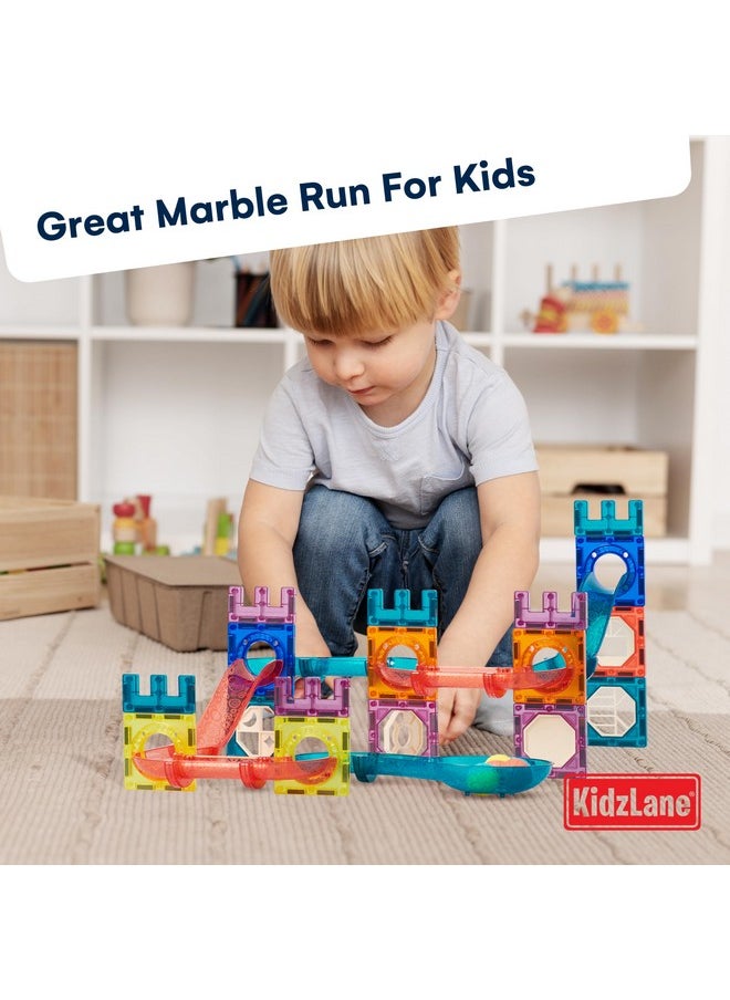 Kidzlane Marble Runs For Kids 4-8 - 54 Pieces Magnetic Toy Set With Storage Bag For Kids - Educational Circuit Runner For Marbles - Ideal For Creative Play, Learning, And Development  - Image 1