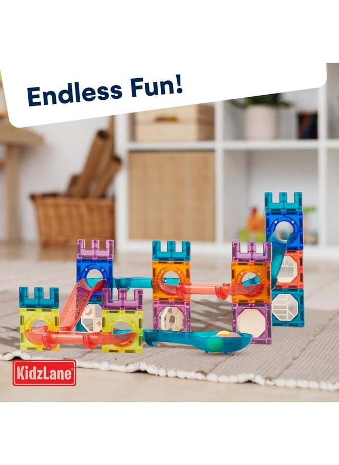 Kidzlane Marble Runs For Kids 4-8 - 54 Pieces Magnetic Toy Set With Storage Bag For Kids - Educational Circuit Runner For Marbles - Ideal For Creative Play, Learning, And Development  - Image 4