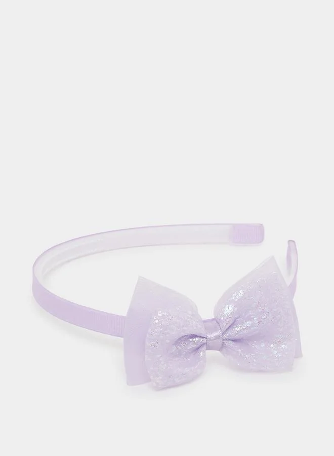 ستايلي Girls Purple Glitter Bow Headband