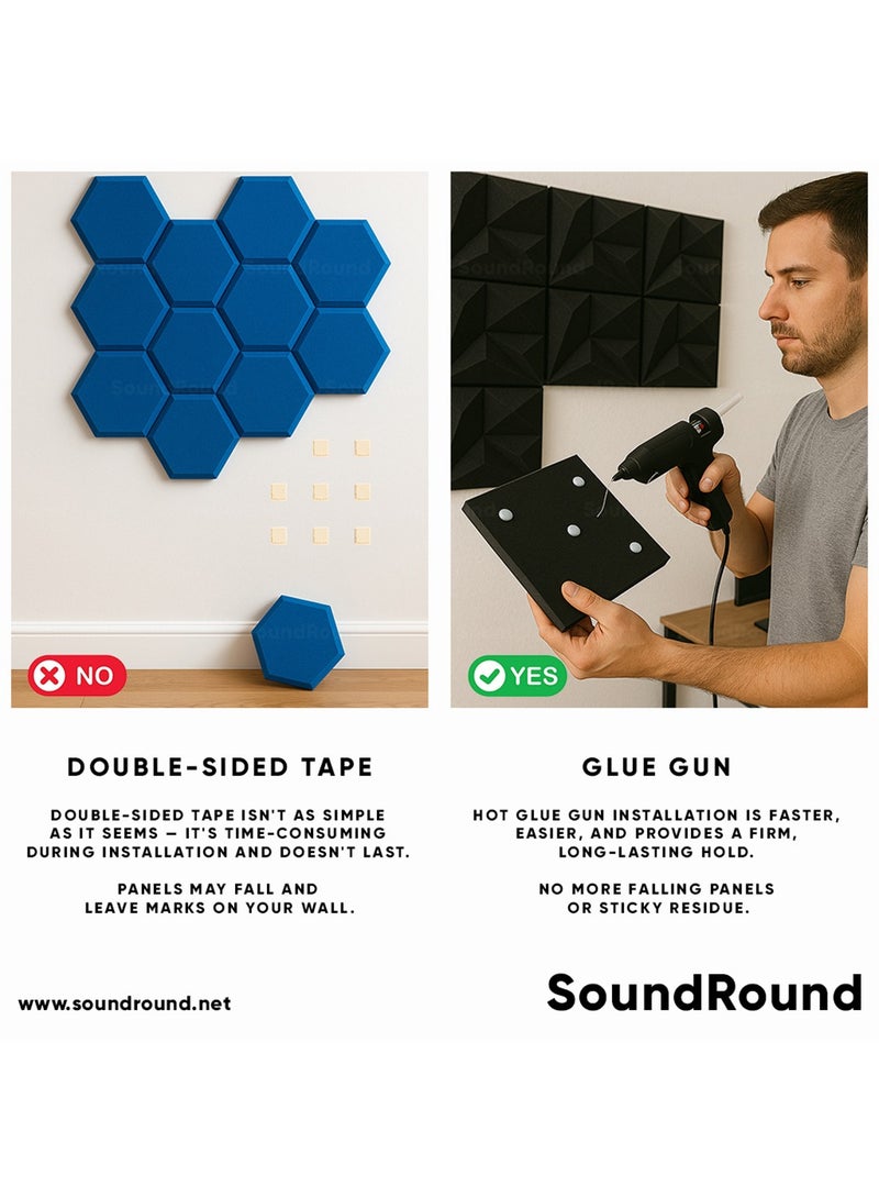 SoundRound Acoustic Foam Panels 12x12x1 Inch – Studio Soundproofing wedges  – Echo Control & Home Theater Treatment – High Density Panels - 12 panel - dark gray - Image 5