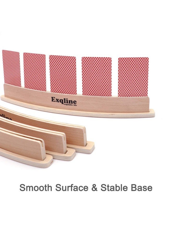 Exqline Exqline Wood Curved Playing Card Holder Racks Tray Set of 4 for Kids Seniors Adults - 13.4inch with Widen Base Stable Enough for for Bridge Canasta Foot and Hand  - Image 2