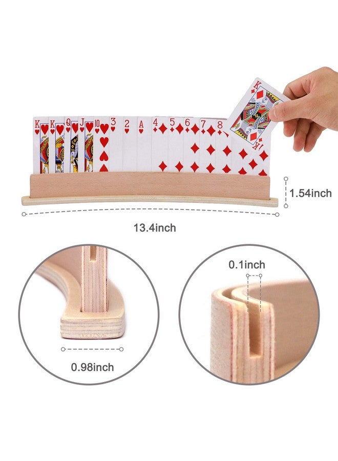Exqline Exqline Wood Curved Playing Card Holder Racks Tray Set of 4 for Kids Seniors Adults - 13.4inch with Widen Base Stable Enough for for Bridge Canasta Foot and Hand  - Image 4