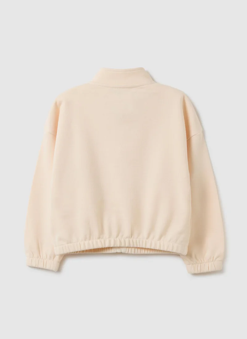او في اس OVERSIZED BEIGE PURE COTTON GIRL'S SWEATSHIRT