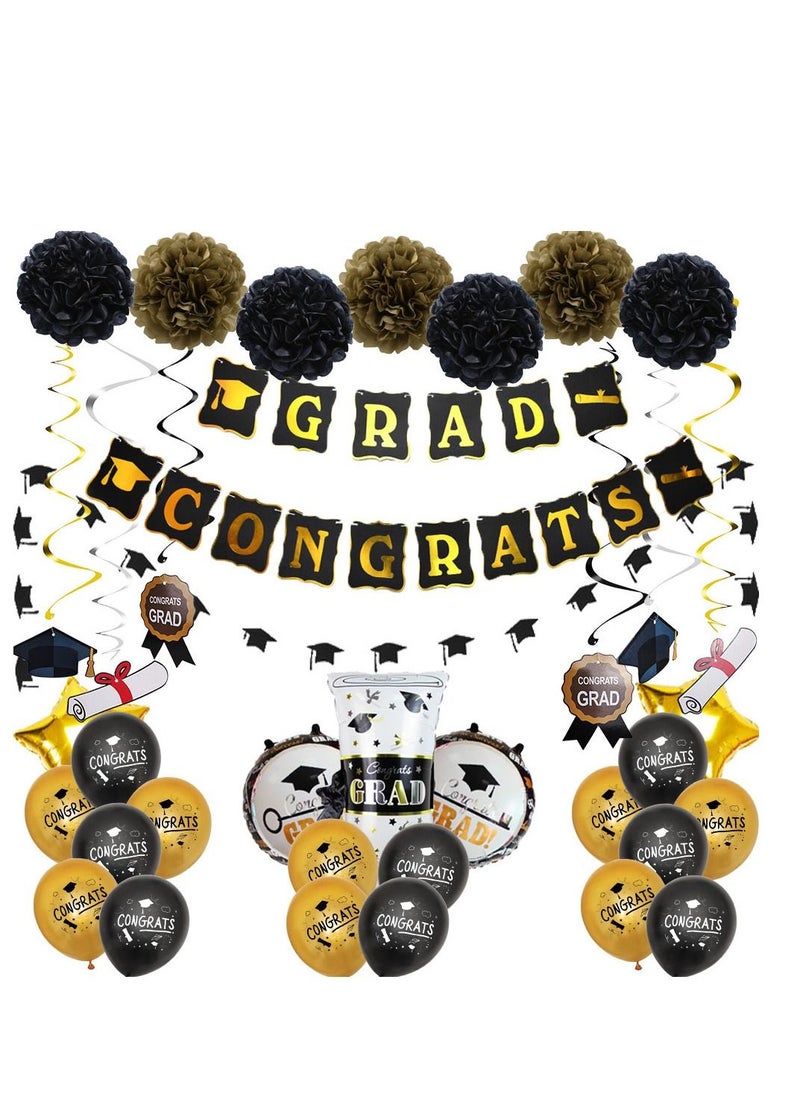 Brain Giggles Brain Giggles Graduation Party Decoration Set - Black and Gold  - Image 5